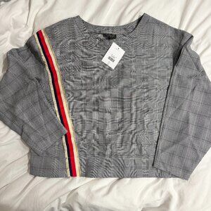 NWT Topshop Women's Plaid Long Sleeve Top Size US 8